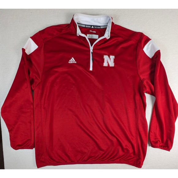 adidas Other - Adidas Nebraska Cornhuskers Long Sleeve Shirt 1/4-Zip Pullover Red Size 2XL NCAA
